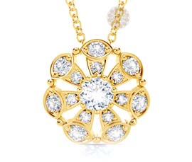 Floral Diamond and Gold Pendant
